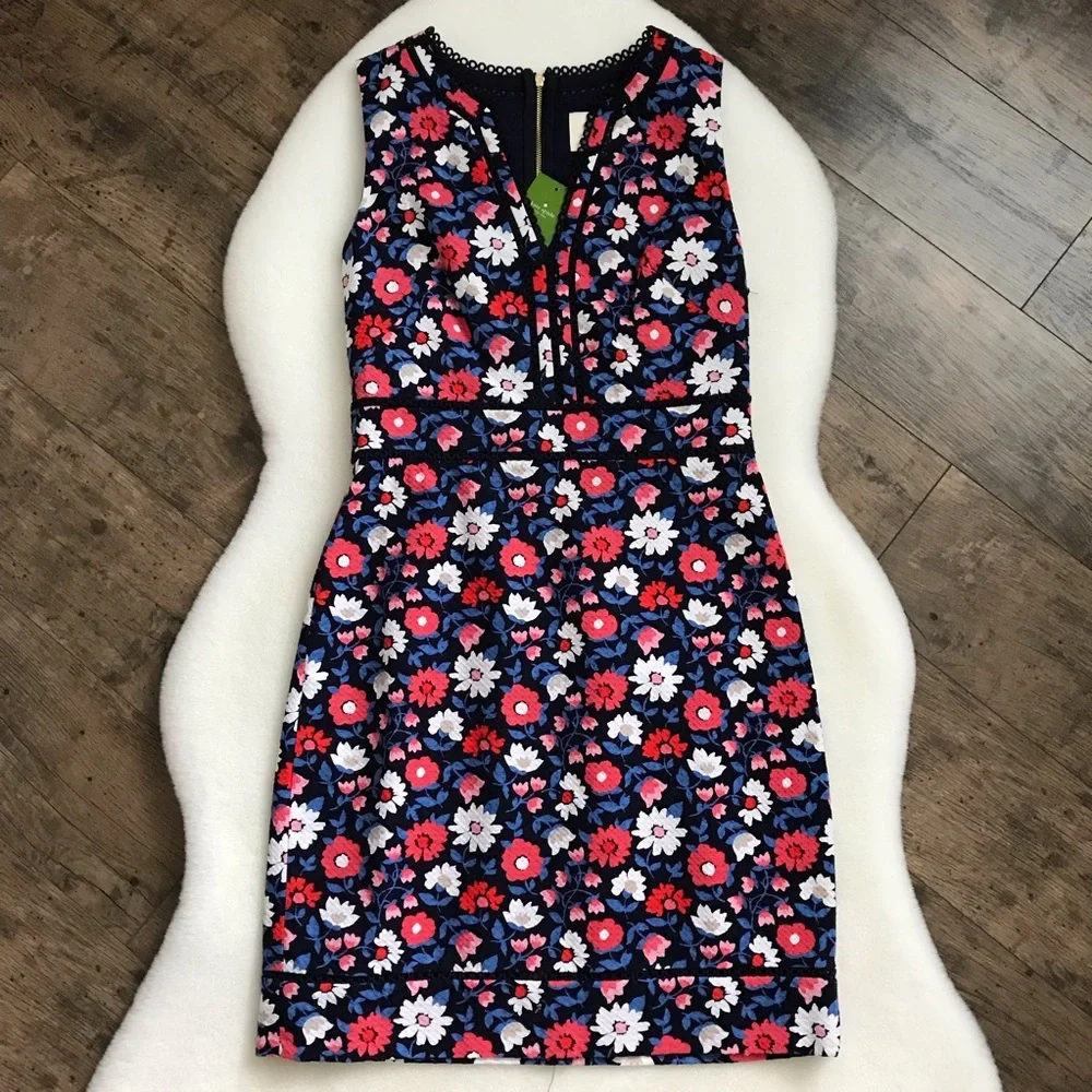 Kate Spade Shore Thing Floral Daisy Jacquard Sheath Dress Size 4 NWT